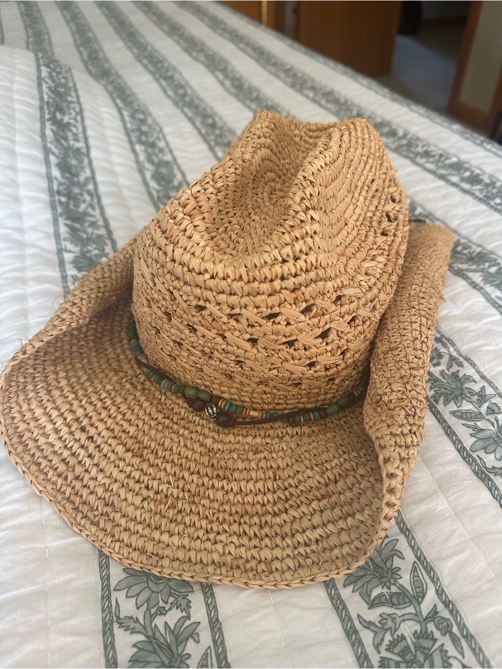 Kooringal Straw Beaded Band Sun Hat - Natural